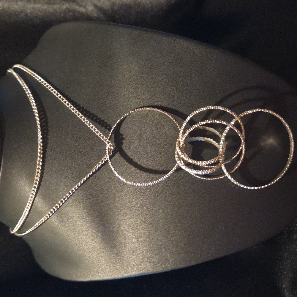 Express Geometric Circles Long Statement Necklace - image 2